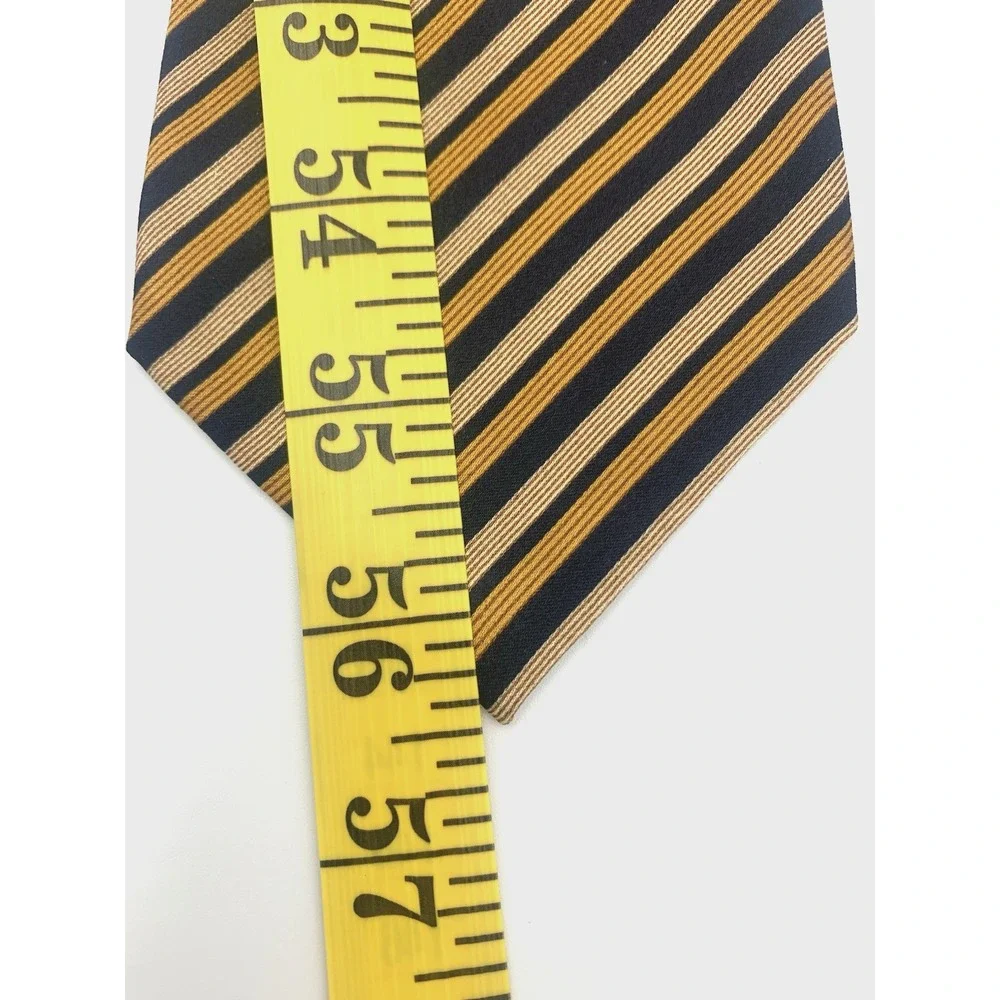 Giorgio Armani CRAVATTE 100% Silk Men's Neck Tie, Blue Gold Stripe‎ Short 56.5